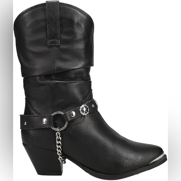 Dingo Women’s 10 Wide Black Pig Leather Western Boots Olivia Harness Cowgirl NIB - Picture 3 of 13